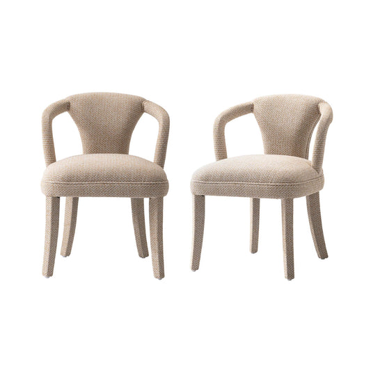 Manhattan Comfort Gold Modern Palmer Tweed Dining Armchair In A Set Of 2