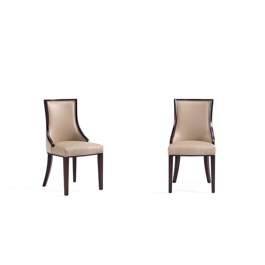 Manhattan Comfort Grand Faux Leather Beech Wood Frame Tan Dining Chairs In A Set Of 2