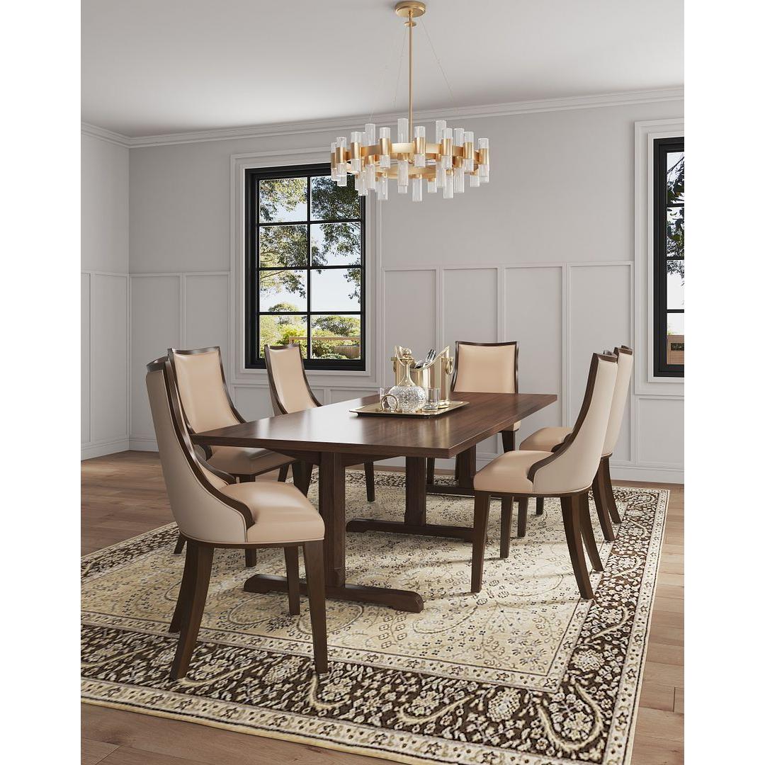 Manhattan Comfort Grand Faux Leather Beech Wood Frame Tan Dining Chairs In A Set Of 4