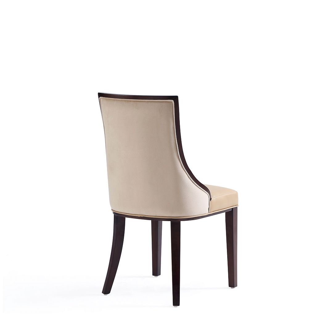 Manhattan Comfort Grand Faux Leather Beech Wood Frame Tan Dining Chairs In A Set Of 4