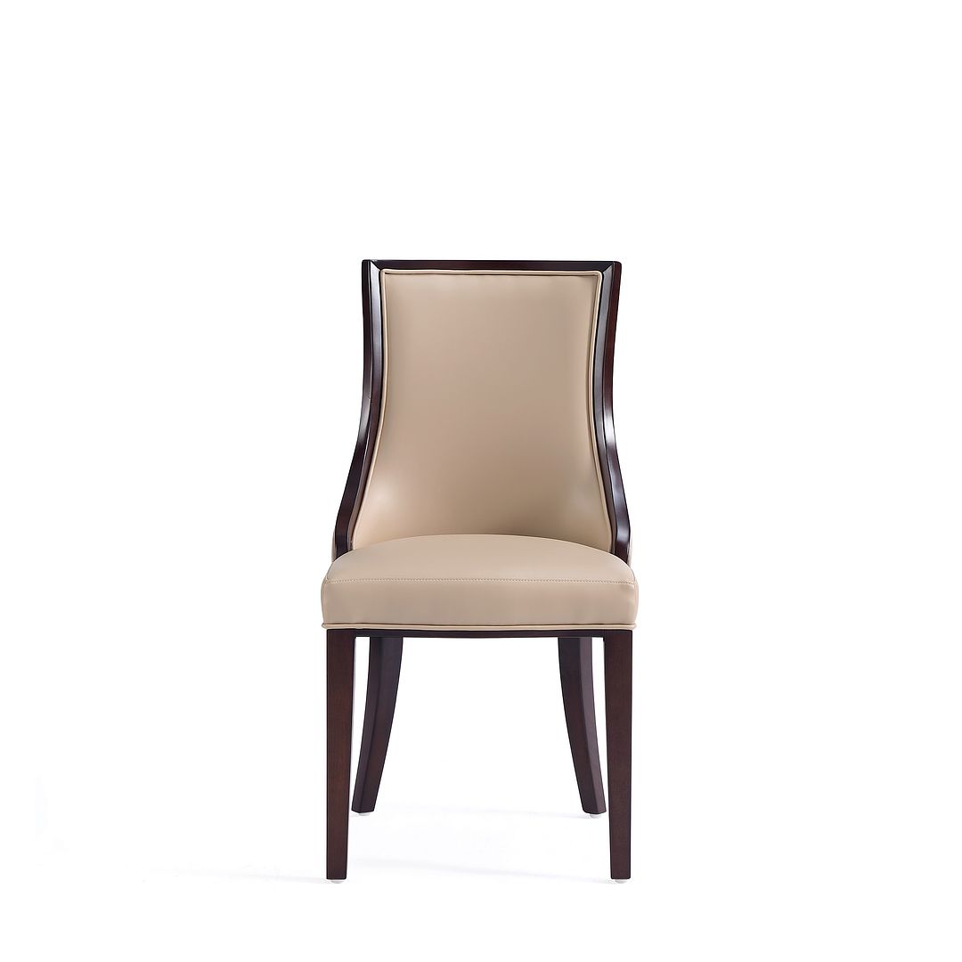 Manhattan Comfort Grand Faux Leather Beech Wood Frame Tan Dining Chairs In A Set Of 4