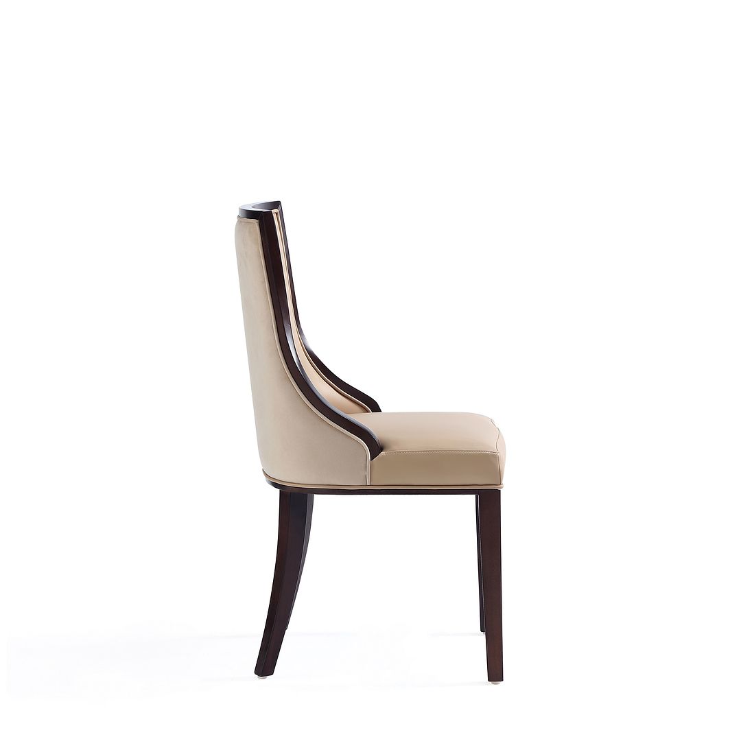 Manhattan Comfort Grand Faux Leather Beech Wood Frame Tan Dining Chairs In A Set Of 4