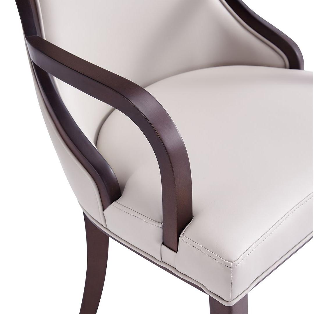 Manhattan Comfort Grand Faux Leather Dining Armchair In Light Gray