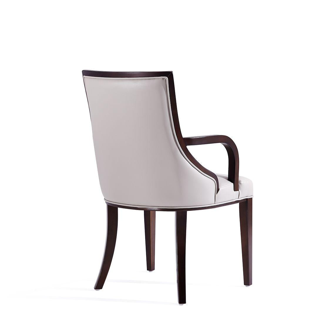 Manhattan Comfort Grand Faux Leather Dining Armchair In Light Gray
