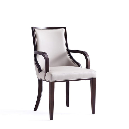 Manhattan Comfort Grand Faux Leather Dining Armchair In Light Gray