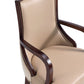 Manhattan Comfort Grand Faux Leather Dining Armchair In Tan With Beech Wood Frame