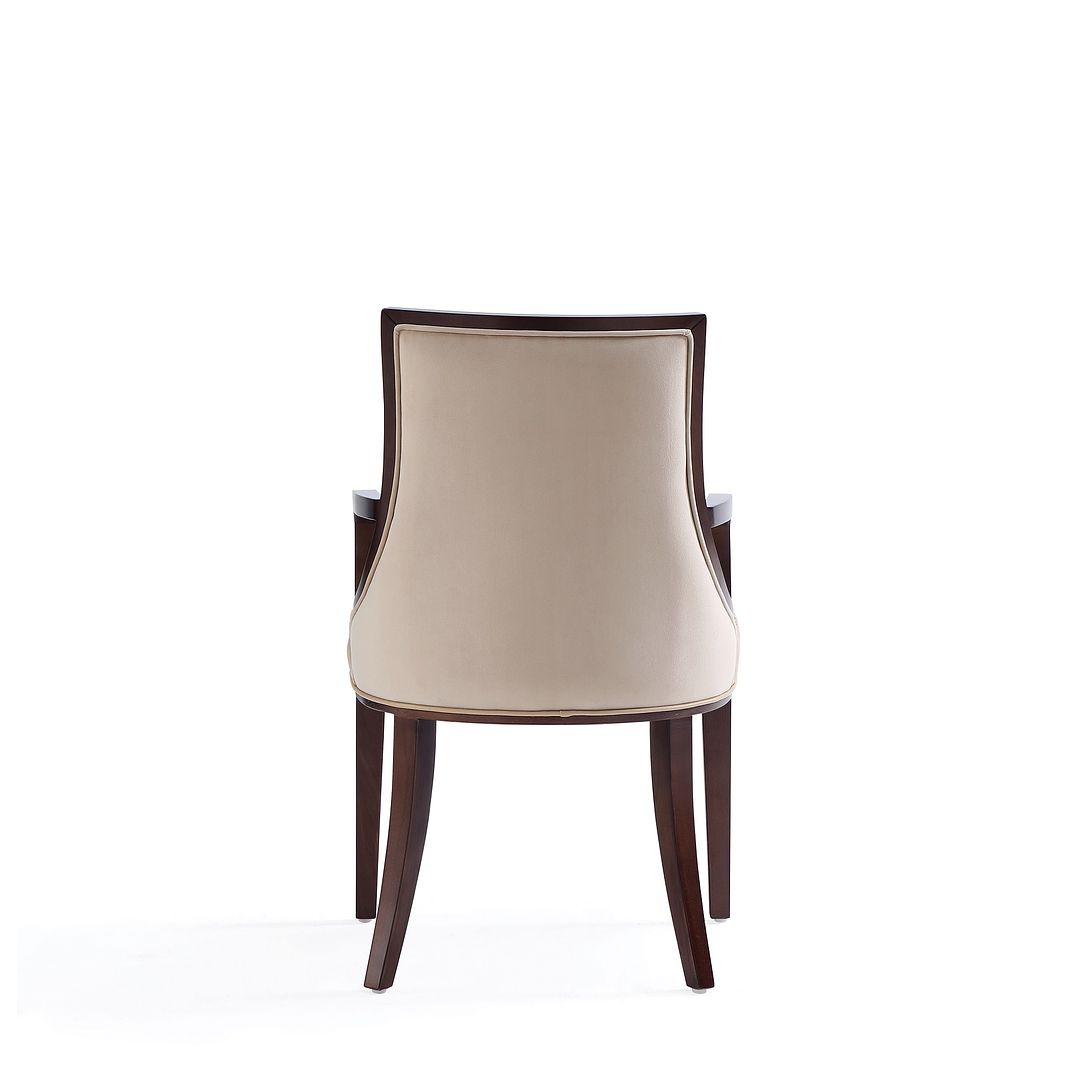 Manhattan Comfort Grand Faux Leather Dining Armchair In Tan With Beech Wood Frame