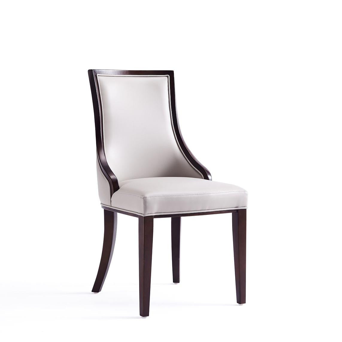 Manhattan Comfort Grand Light Gray Faux Leather Dining Chairs In A Set Of 2