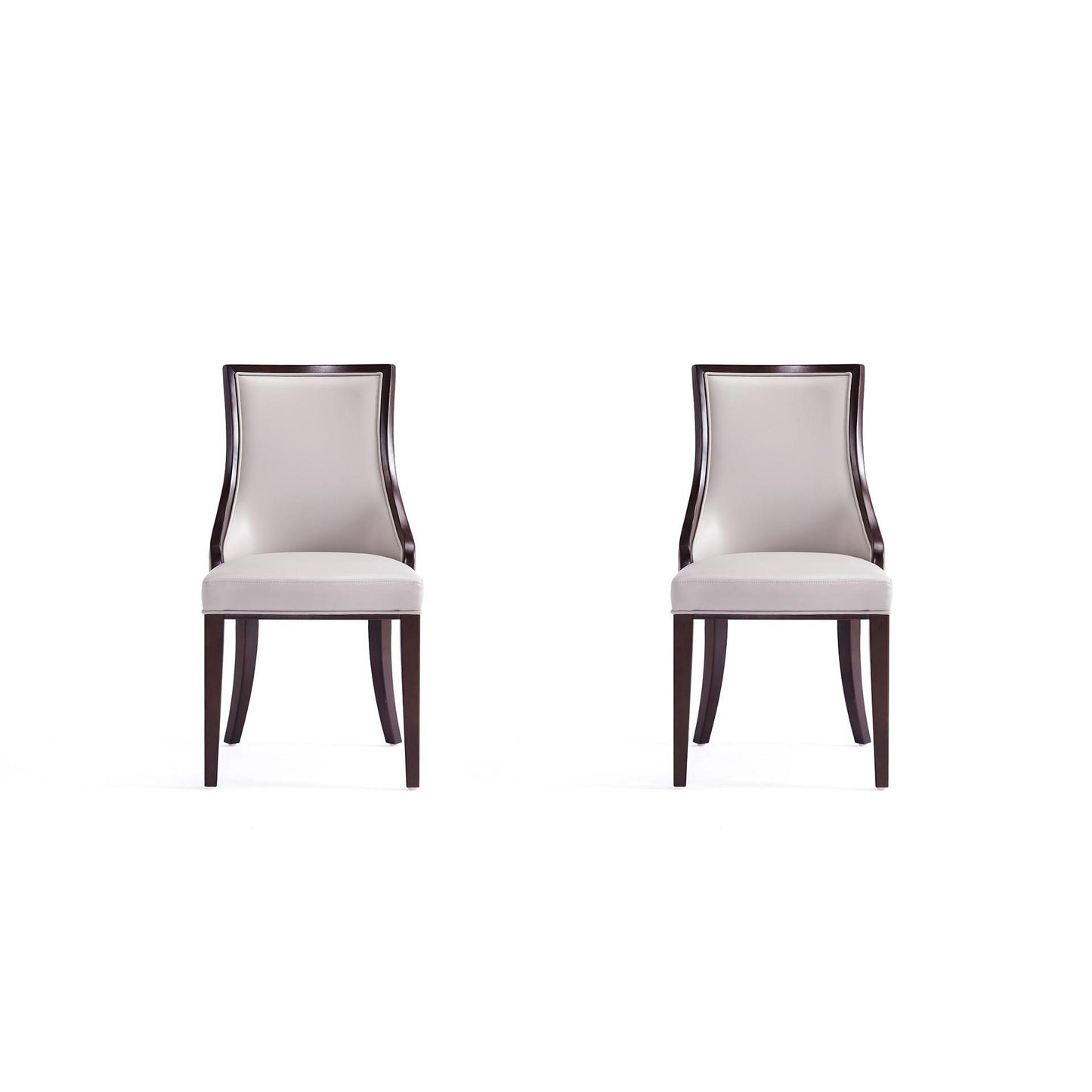 Manhattan Comfort Grand Light Gray Faux Leather Dining Chairs In A Set Of 2