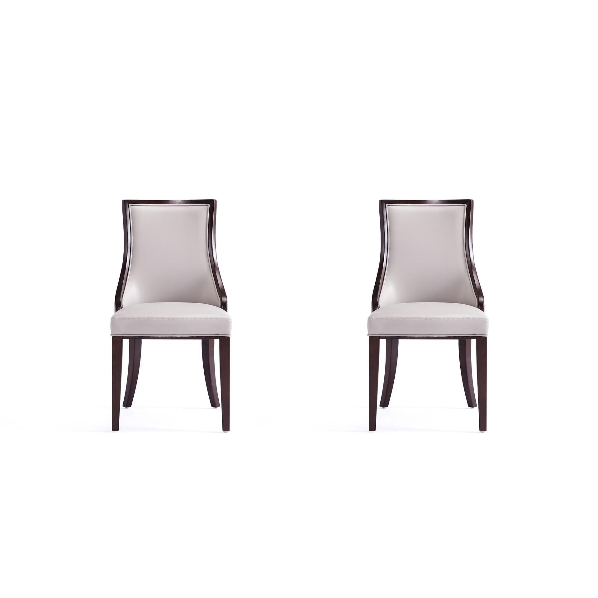 Manhattan Comfort Grand Light Gray Faux Leather Dining Chairs In A Set Of 2
