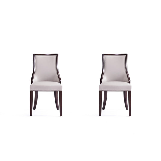 Manhattan Comfort Grand Light Gray Faux Leather Dining Chairs In A Set Of 2