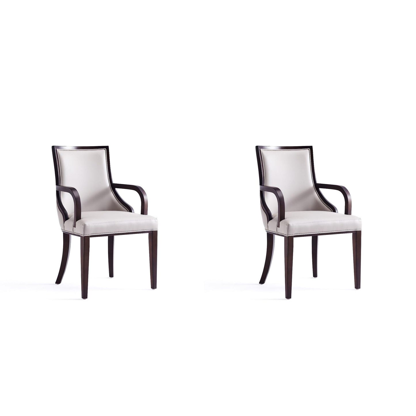 Manhattan Comfort Grand Light Gray Faux Leather Dining Chairs In A Set Of 2