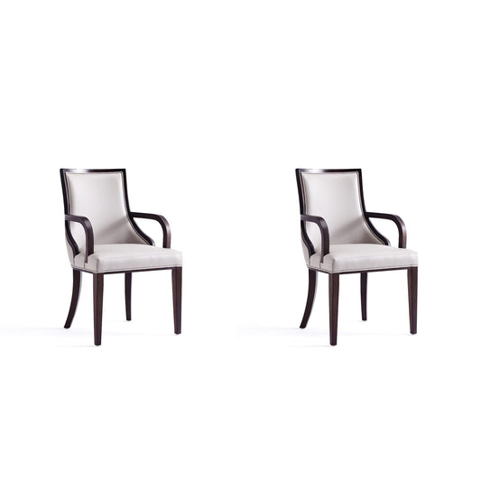 Manhattan Comfort Grand Light Gray Faux Leather Dining Chairs In A Set Of 2