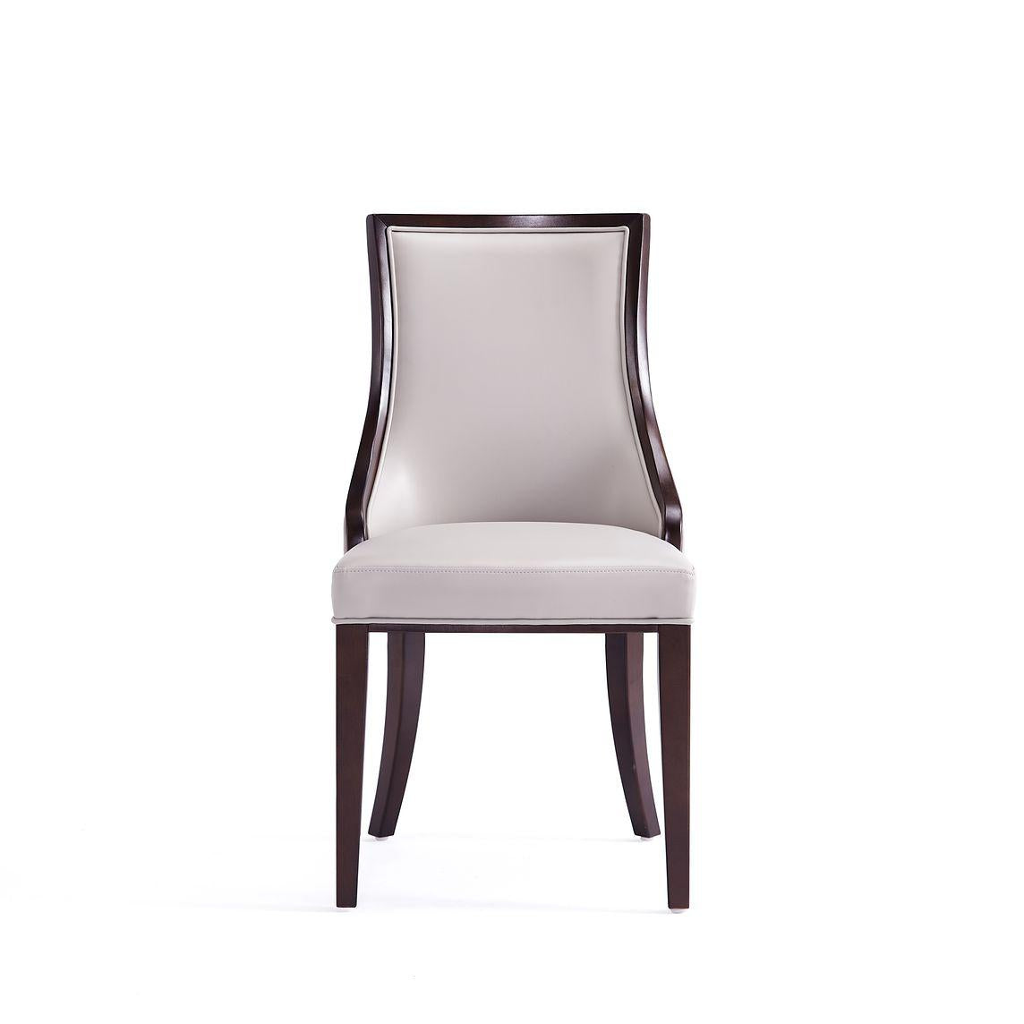 Manhattan Comfort Grand Light Gray Faux Leather Dining Chairs In A Set Of 4