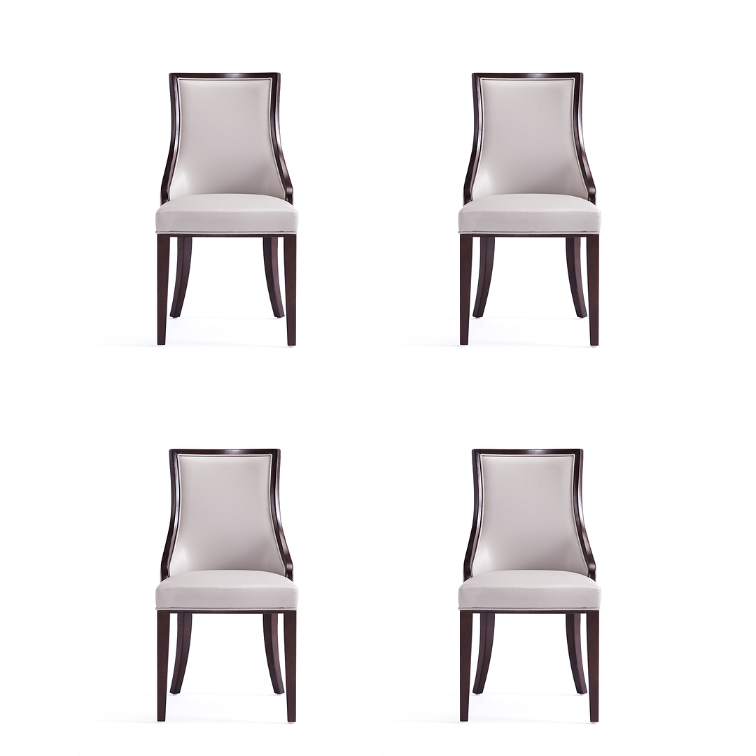 Manhattan Comfort Grand Light Gray Faux Leather Dining Chairs In A Set Of 4