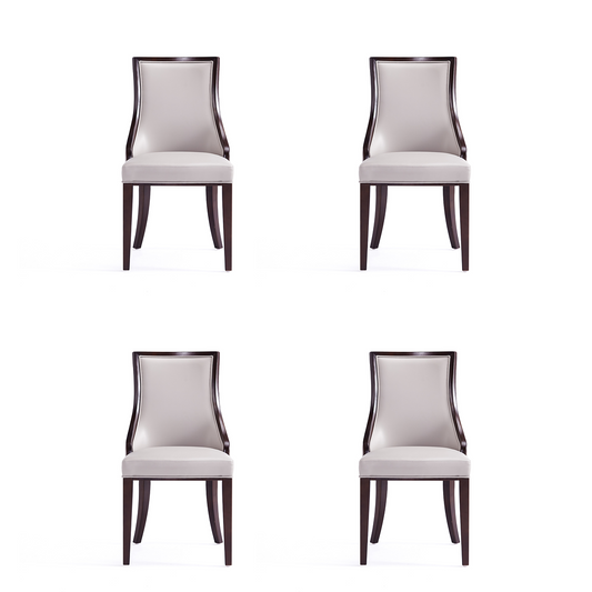 Manhattan Comfort Grand Light Gray Faux Leather Dining Chairs In A Set Of 4