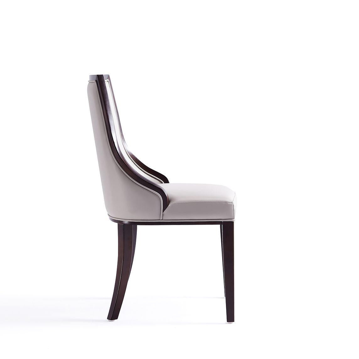 Manhattan Comfort Grand Light Gray Faux Leather Dining Chairs In A Set Of 6