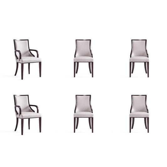Manhattan Comfort Grand Light Gray Faux Leather Dining Chairs In A Set Of 6