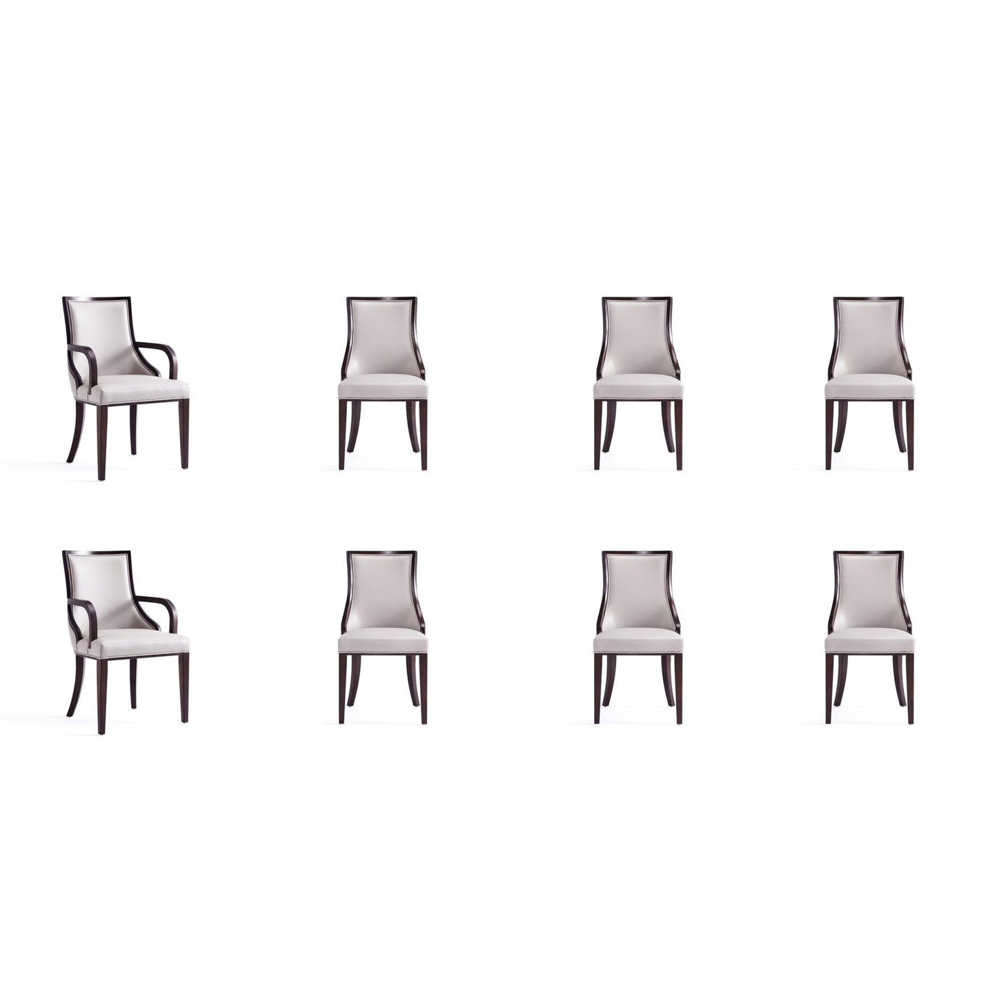 Manhattan Comfort Grand Light Gray Faux Leather Dining Chairs In A Set Of 8