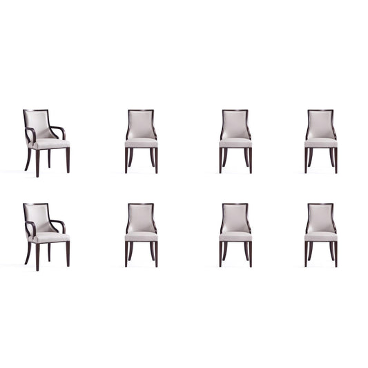 Manhattan Comfort Grand Light Gray Faux Leather Dining Chairs In A Set Of 8