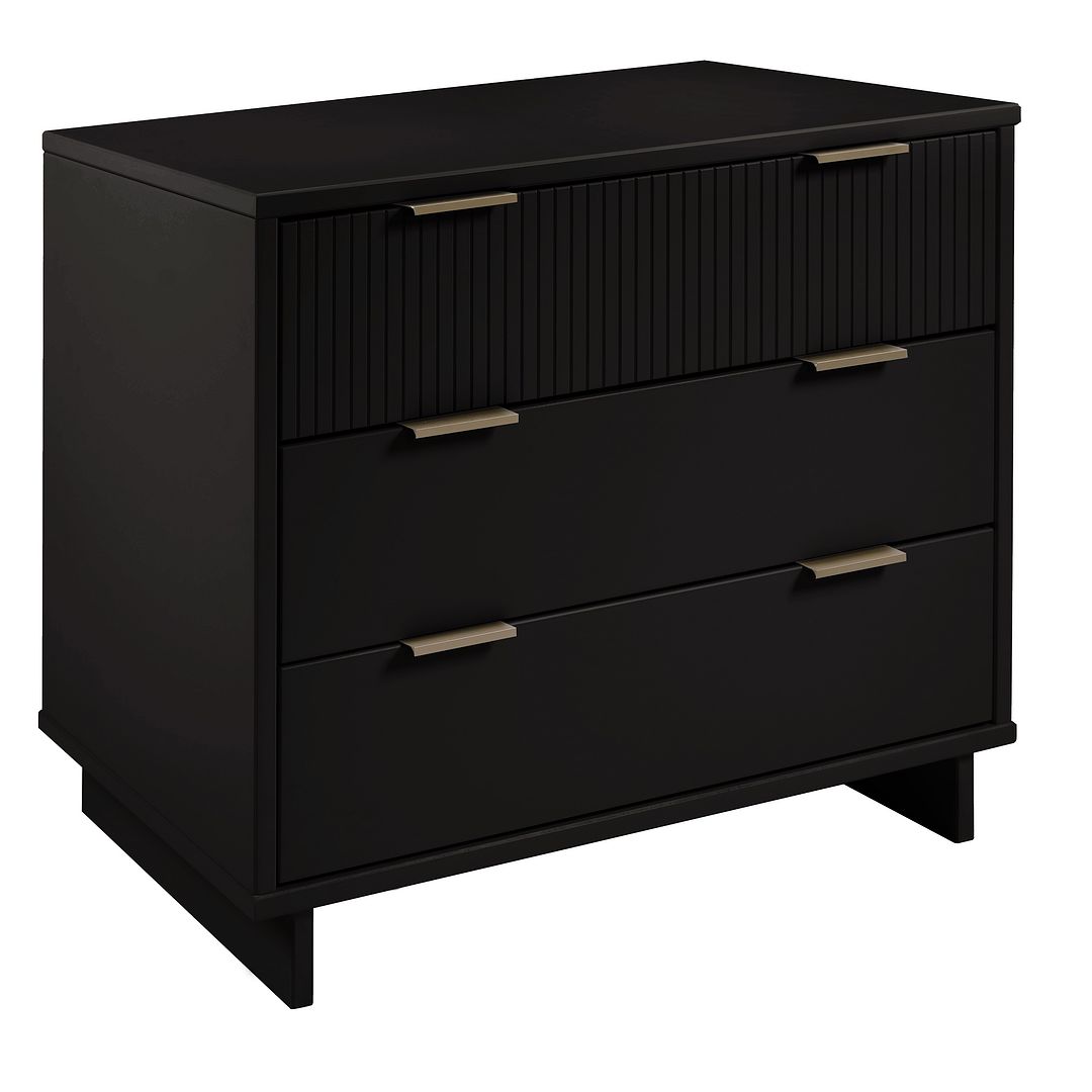 Manhattan Comfort Granville 38" Modern Standard Dresser With 3 Drawers In Black