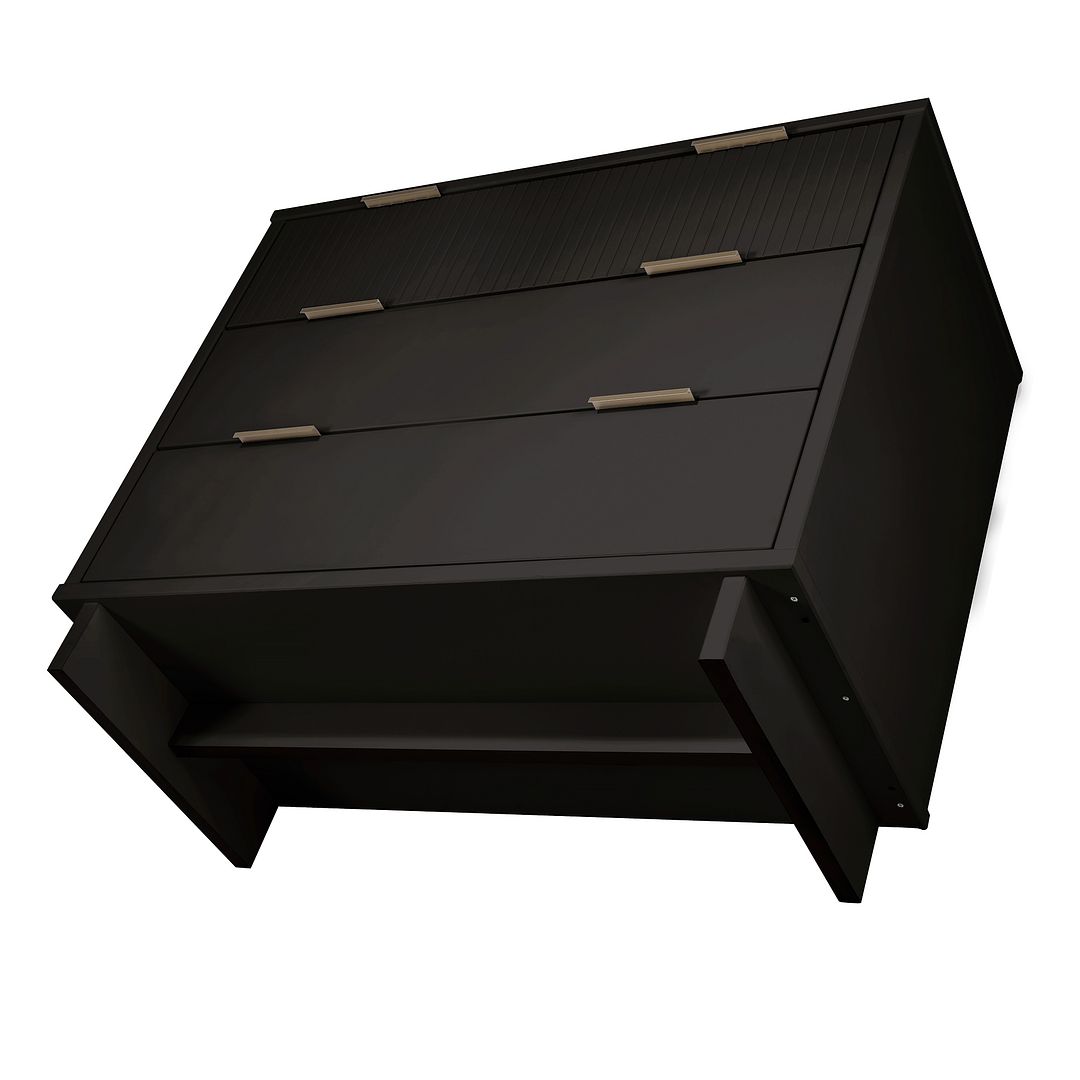 Manhattan Comfort Granville 38" Modern Standard Dresser With 3 Drawers In Black