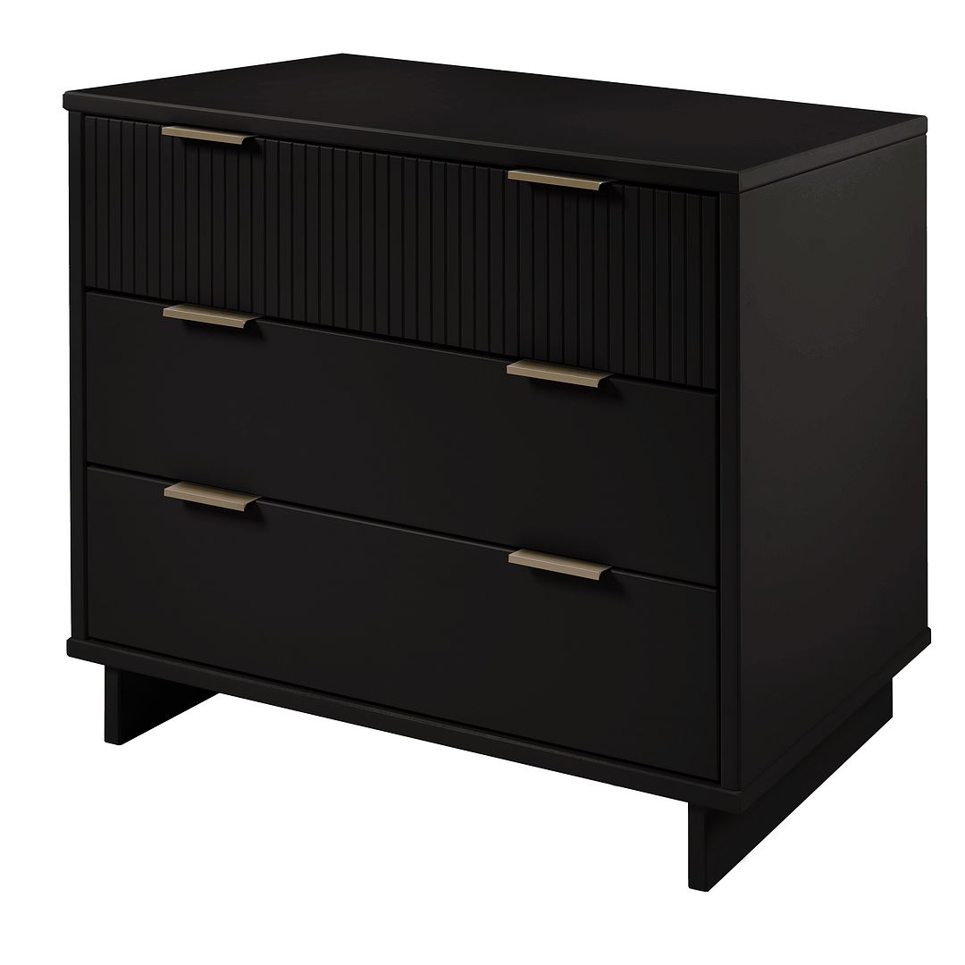 Manhattan Comfort Granville 38" Modern Standard Dresser With 3 Drawers In Black