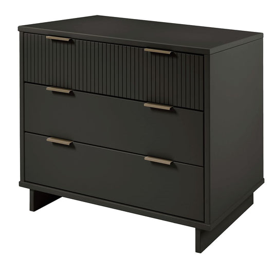 Manhattan Comfort Granville 38" Modern Standard Dresser With 3 Drawers In Dark Gray