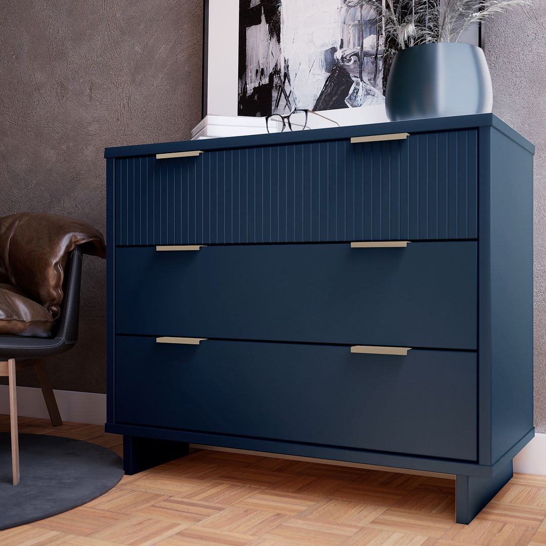 blue modern dresser Manhattan Comfort Granville 38" Modern Standard Dresser With 3 Drawers – Kitchen Oasis