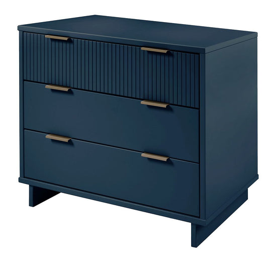 Manhattan Comfort Granville 38" Modern Standard Dresser With 3 Drawers In Midnight Blue