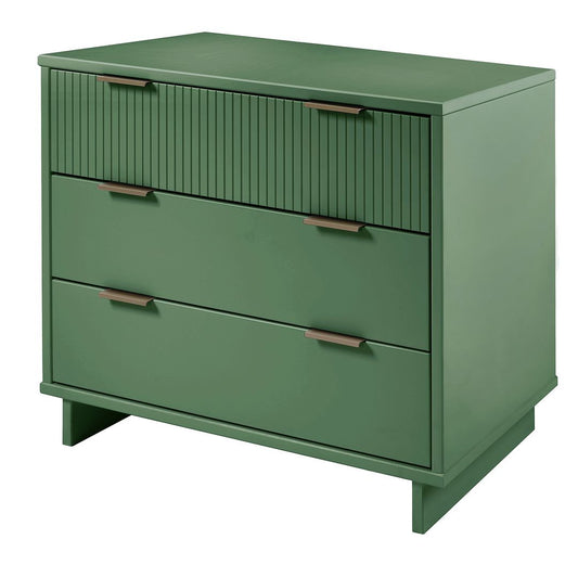 Manhattan Comfort Granville 38" Modern Standard Dresser With 3 Drawers In Sage Green