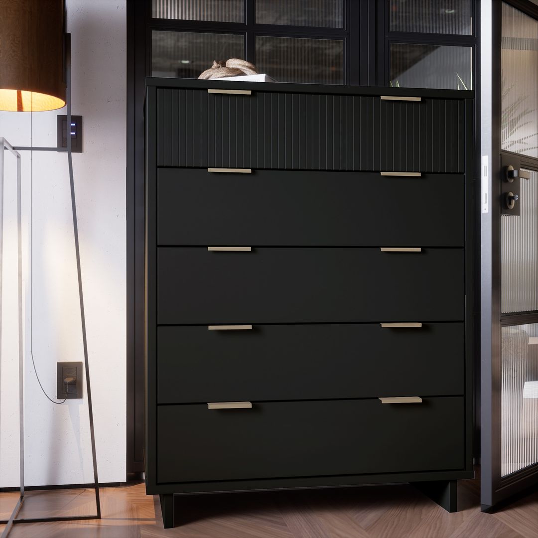 Manhattan Comfort Granville 45" Modern Tall Dresser With 5 Drawers In Kitchen Oasis Manhattan Comfort Granville 45" Modern Tall Dresser With 5 Drawers In Kitchen Oasis