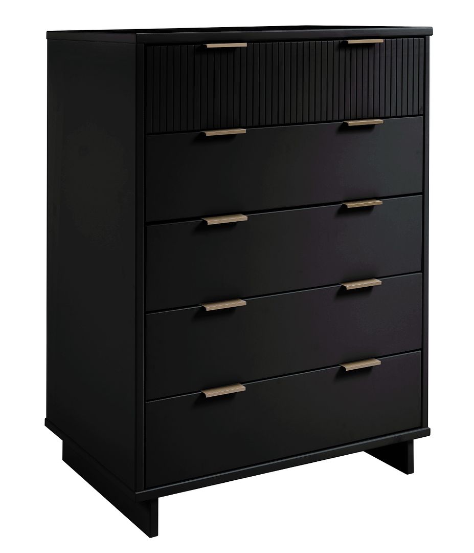 Manhattan Comfort Granville 45" Modern Tall Dresser With 5 Drawers In Black