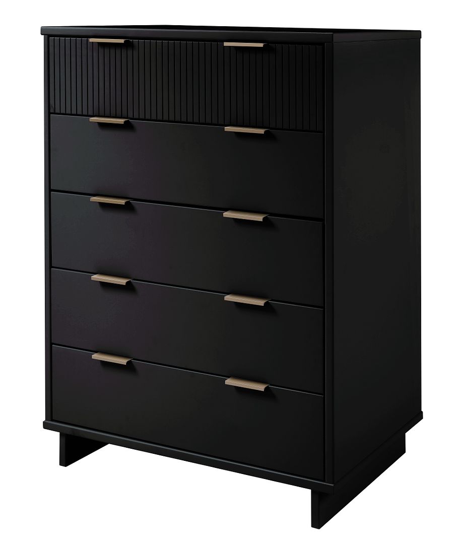 Manhattan Comfort Granville 45" Modern Tall Dresser With 5 Drawers In Black