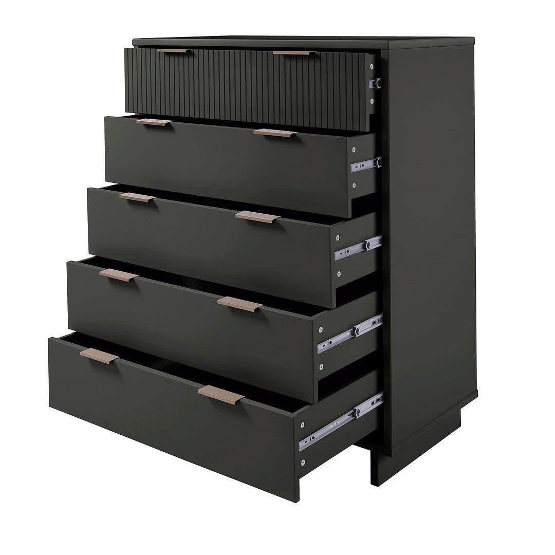 Manhattan Comfort Granville 45" Modern Tall Dresser With 5 Drawers In Dark Gray