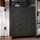 Manhattan Comfort Granville 45" Modern Tall Dresser With 5 Drawers In Dark Gray