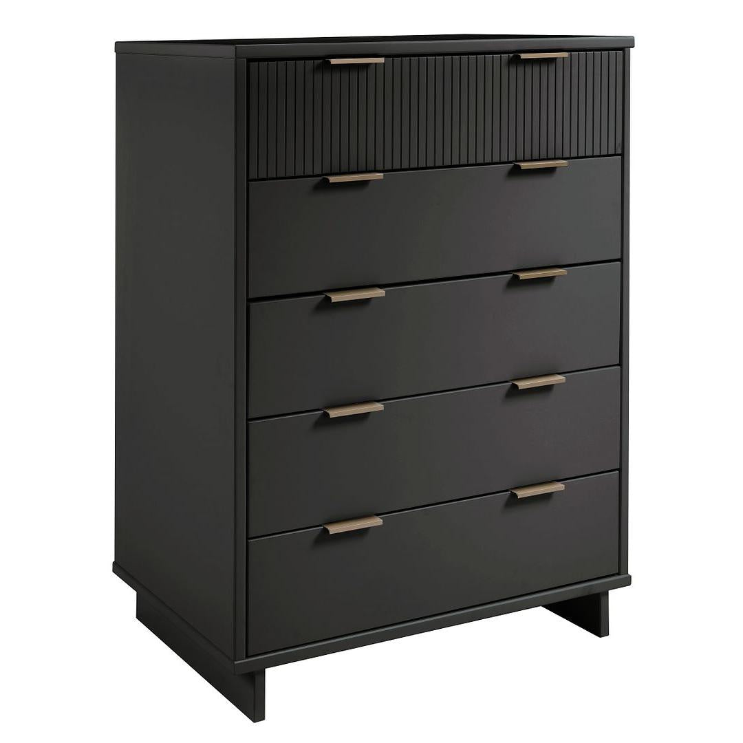 Manhattan Comfort Granville 45" Modern Tall Dresser With 5 Drawers In Dark Gray