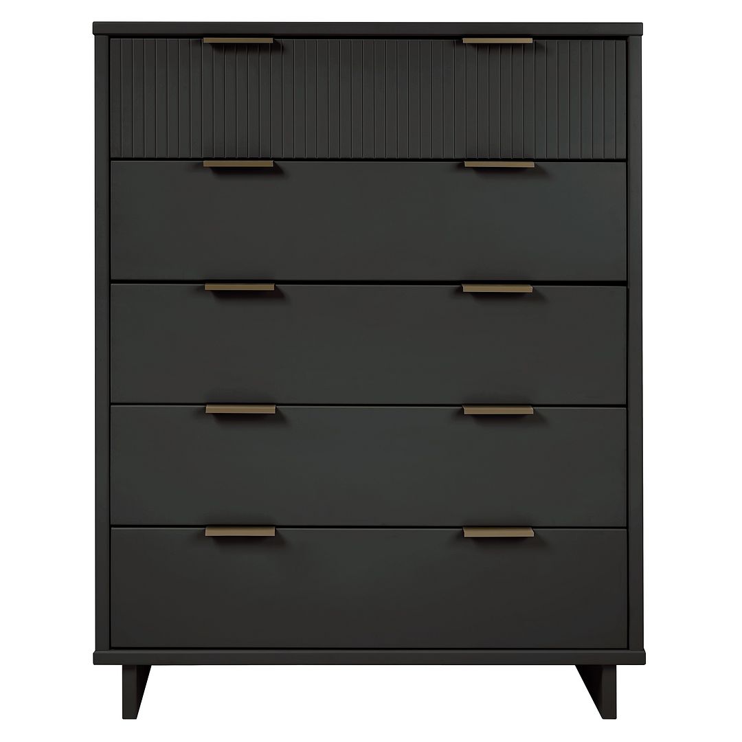 Manhattan Comfort Granville 45" Modern Tall Dresser With 5 Drawers In Dark Gray