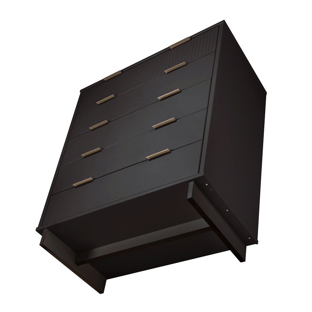 Manhattan Comfort Granville 45" Modern Tall Dresser With 5 Drawers In Dark Gray