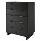 Manhattan Comfort Granville 45" Modern Tall Dresser With 5 Drawers In Dark Gray