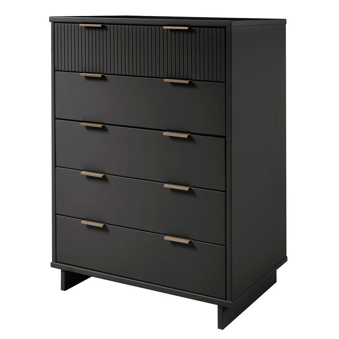 Manhattan Comfort Granville 45" Modern Tall Dresser With 5 Drawers In Dark Gray