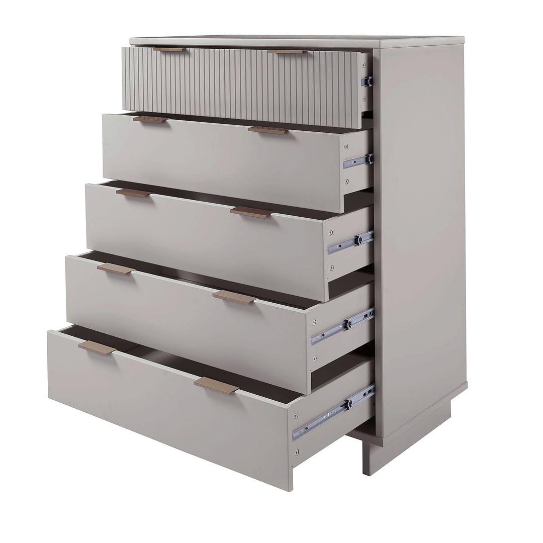 Manhattan Comfort Granville 45" Modern Tall Dresser With 5 Drawers In Light Gray