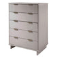 Manhattan Comfort Granville 45" Modern Tall Dresser With 5 Drawers In Light Gray