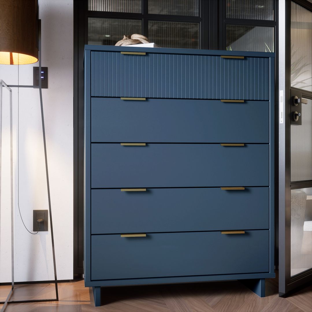 Manhattan Comfort Granville 45" Modern Tall Dresser With 5 Drawers In Kitchen Oasis Manhattan Comfort Granville 45" Modern Tall Dresser With 5 Drawers In Kitchen Oasis