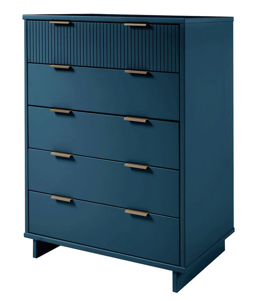 Manhattan Comfort Granville 45" Modern Tall Dresser With 5 Drawers In Midnight Blue