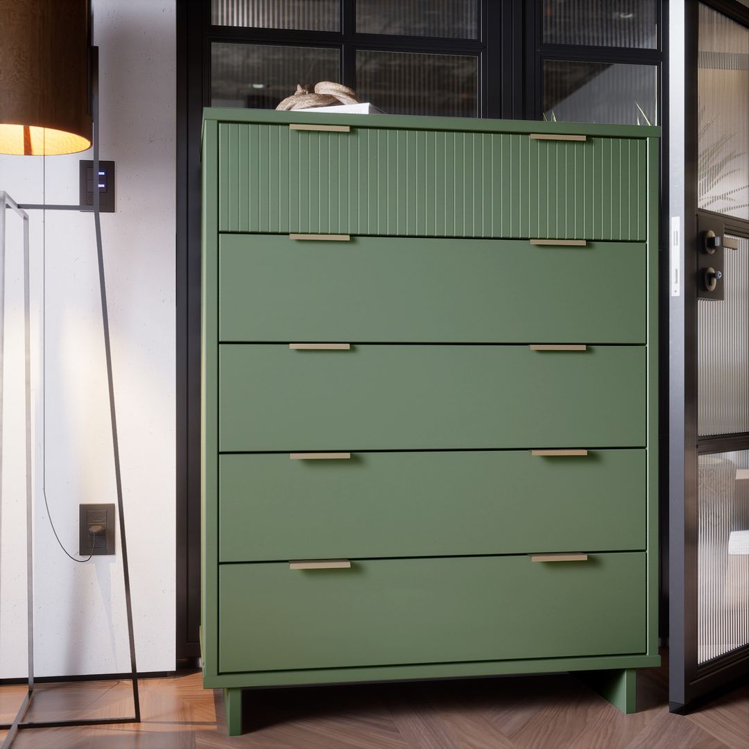 Manhattan Comfort Granville 45" Modern Tall Dresser With 5 Drawers In Kitchen Oasis Manhattan Comfort Granville 45" Modern Tall Dresser With 5 Drawers In Kitchen Oasis