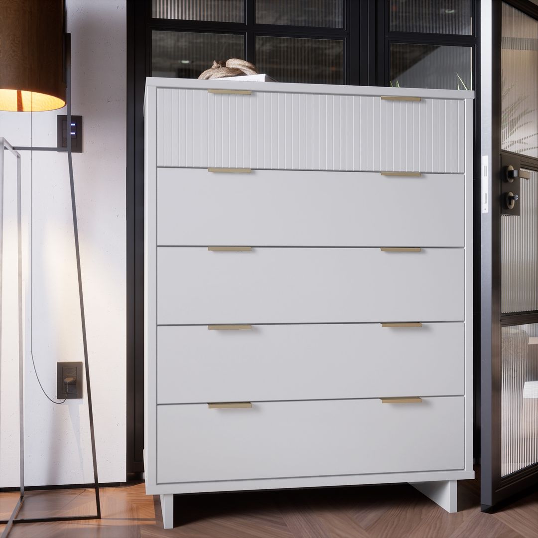 Manhattan Comfort Granville 45 Modern Tall Dresser With 5 Drawers In Kitchen Oasis