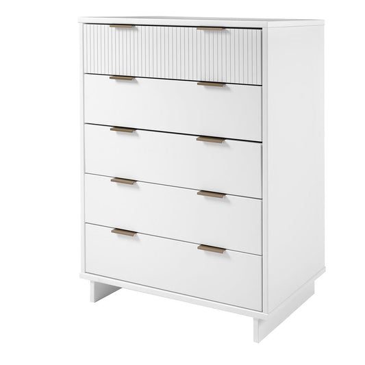 Manhattan Comfort Granville 45" Modern Tall Dresser With 5 Drawers In White