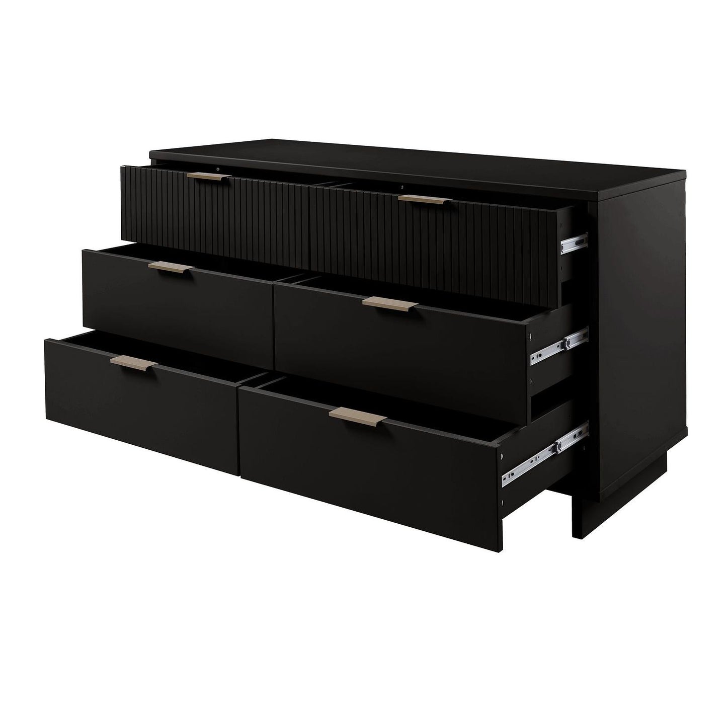 Manhattan Comfort Granville 55" Modern Double Wide Dresser With 6 Drawers In Black