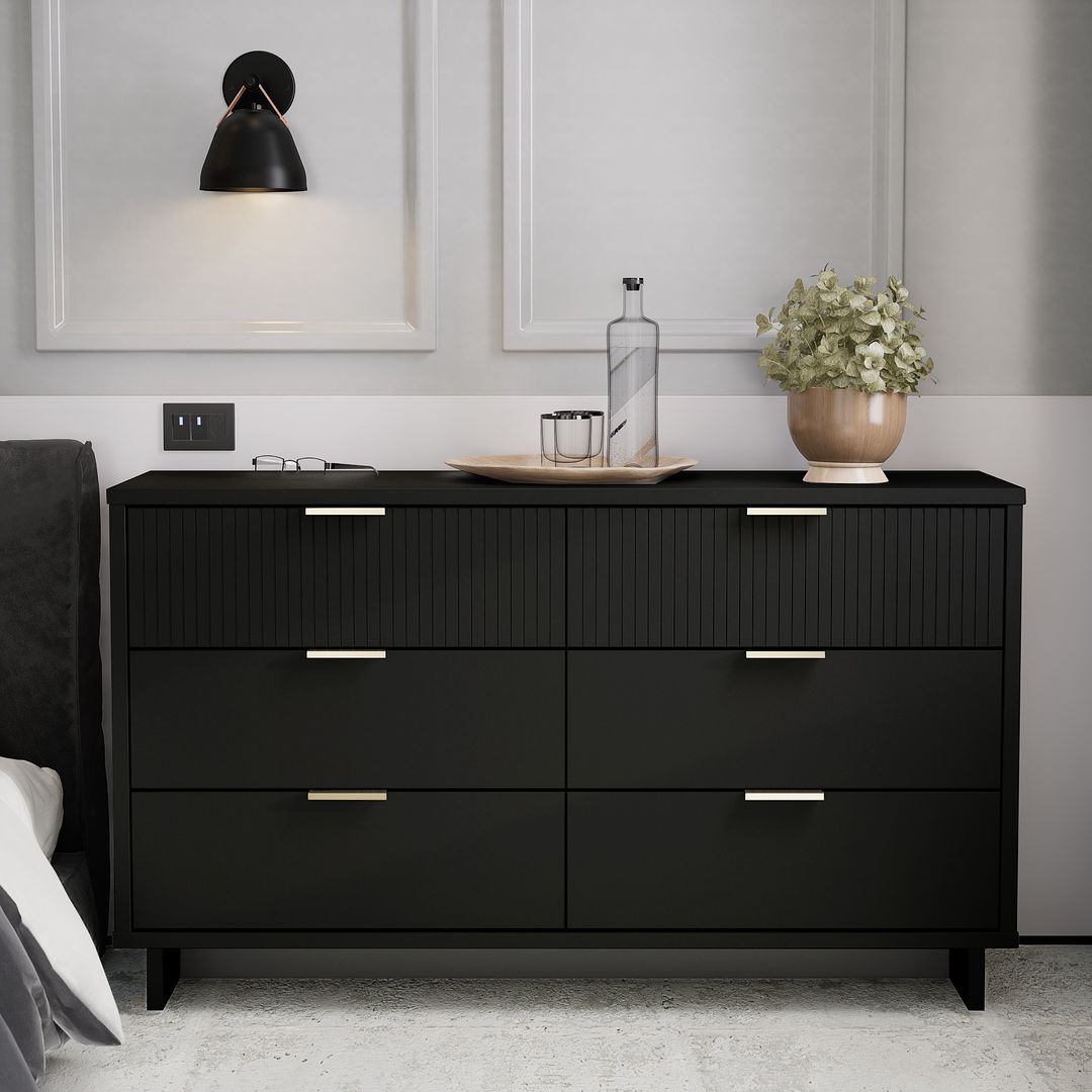 Manhattan Comfort Granville 55" Modern Double Wide Dresser With 6 Draw   Kitchen Oasis
